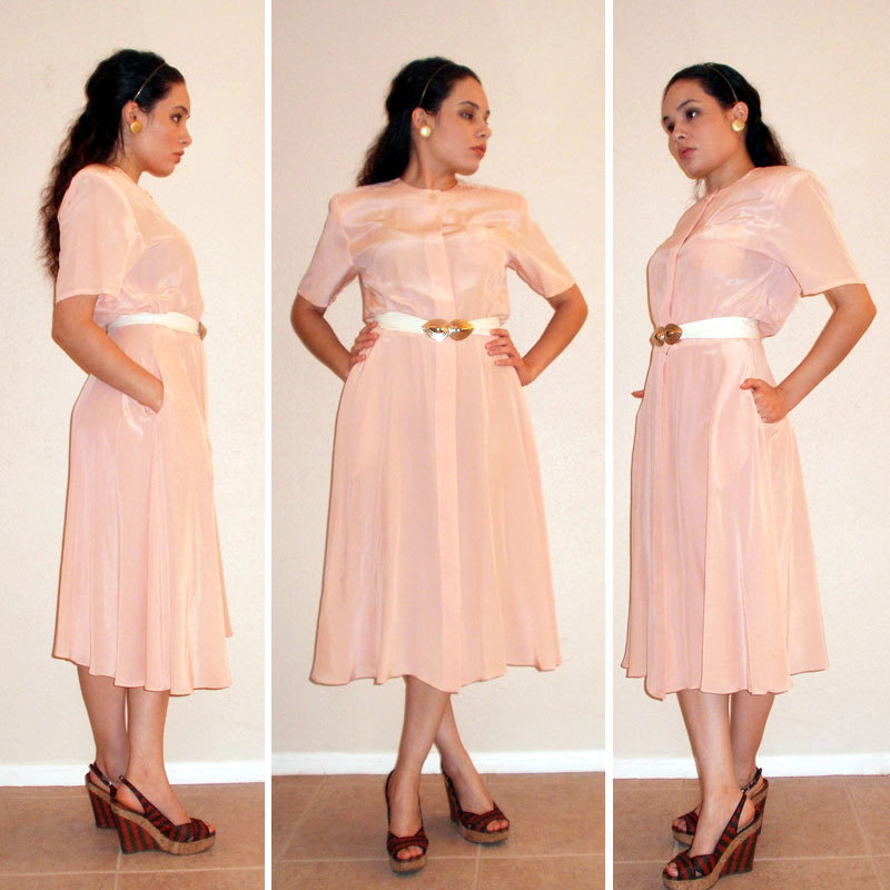 peach silk dress